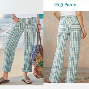 Sundance Gigi Pants in Blue, Teal, Green and White Plaid